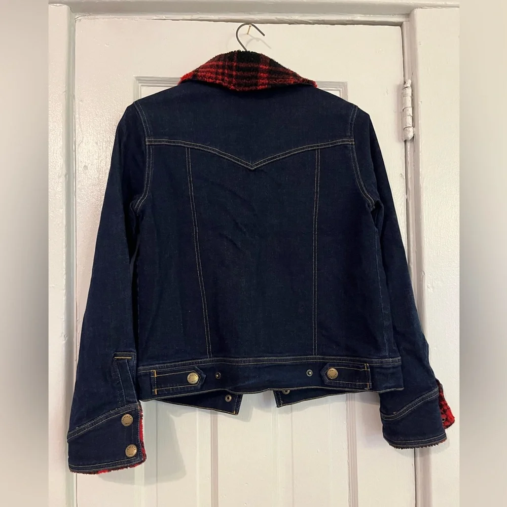 Faherty Jeans Jacket with Red Plaid Detail - Picture 4 of 5